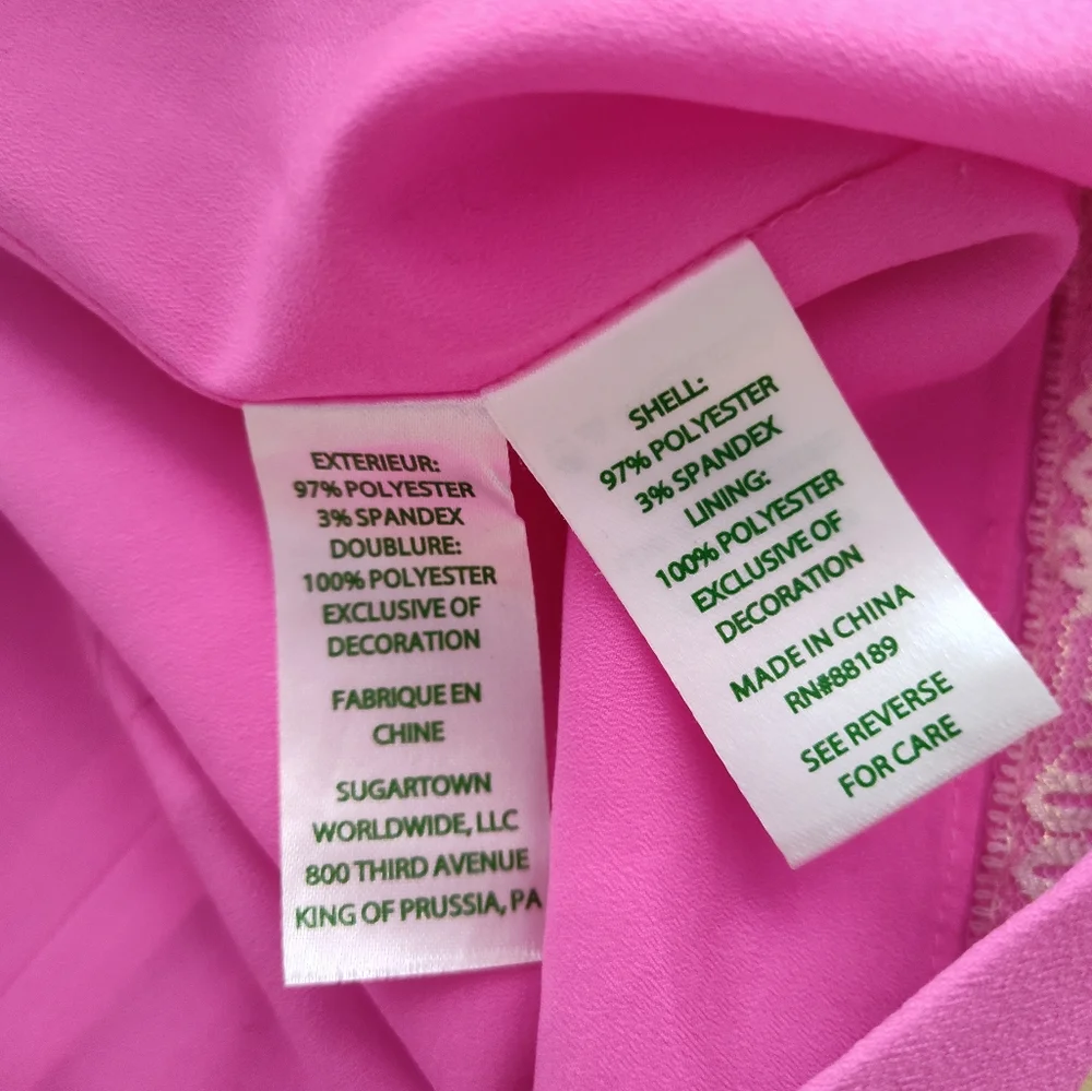 Lilly Lilli Pulitzer - Hot Pink Mock Jeweled Neck Shift Dress Sz 0 Unworn Cond… - Picture 7 of 10